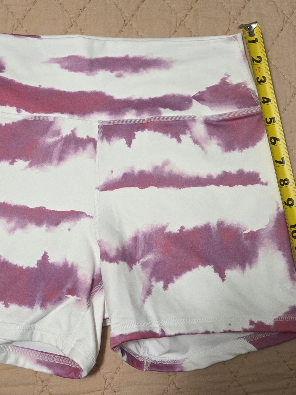 Fleo Biker Shorts, New Without Tags White & Purple Tie-Dye